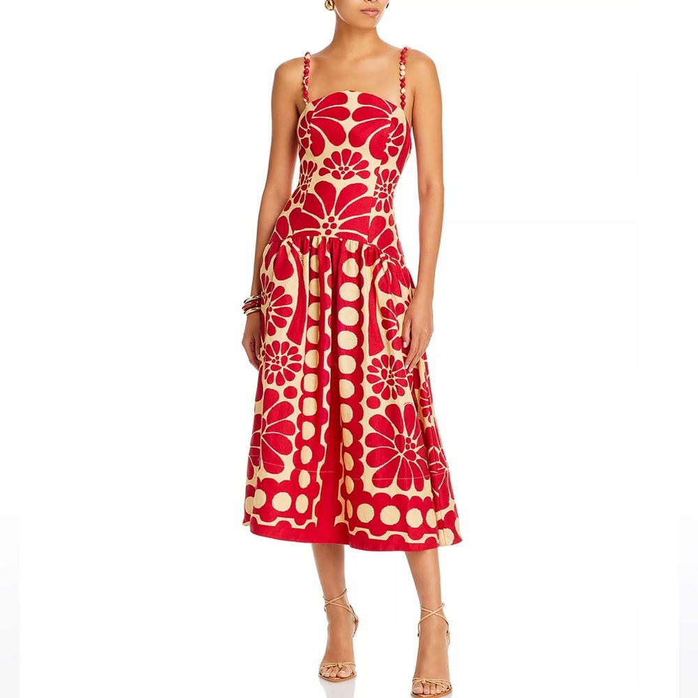 Farm Rio Red Linen Palermo Dress